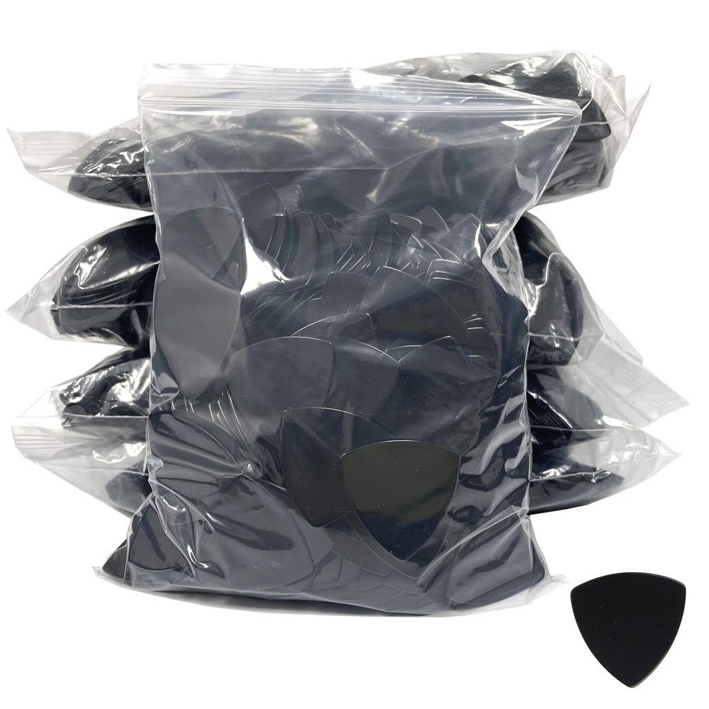 500pcs/lot Solid Black 0.71mm 0.96mm Medium Celluloid Big Rounded Triangle Guitar Picks