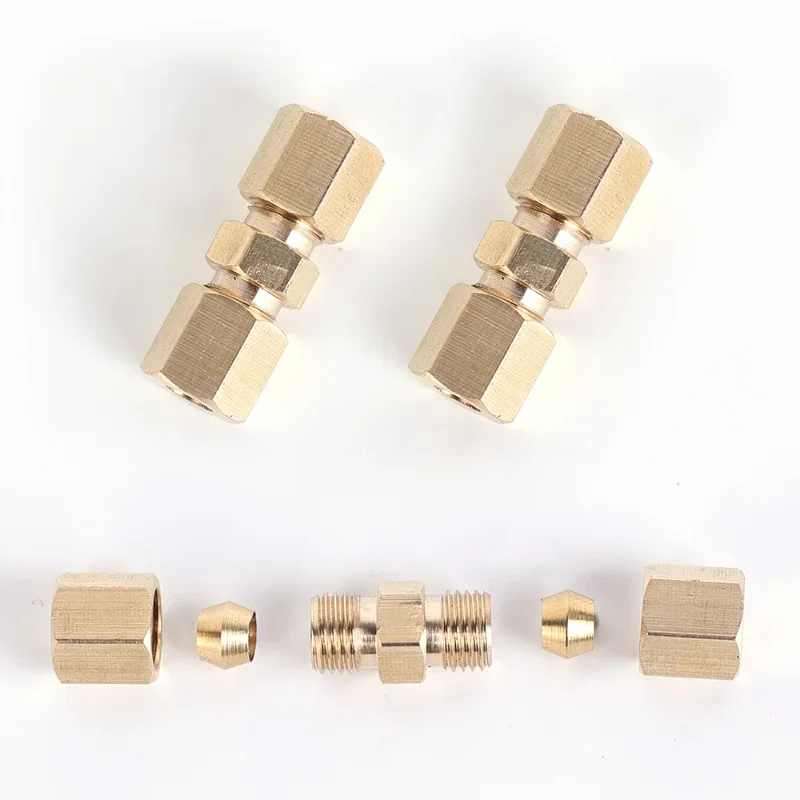 Brake line connector brake connecting insert car brake line fittings universal auto 3/16" orifice brass compression quality fitting connector straight C5R9 tools accessories