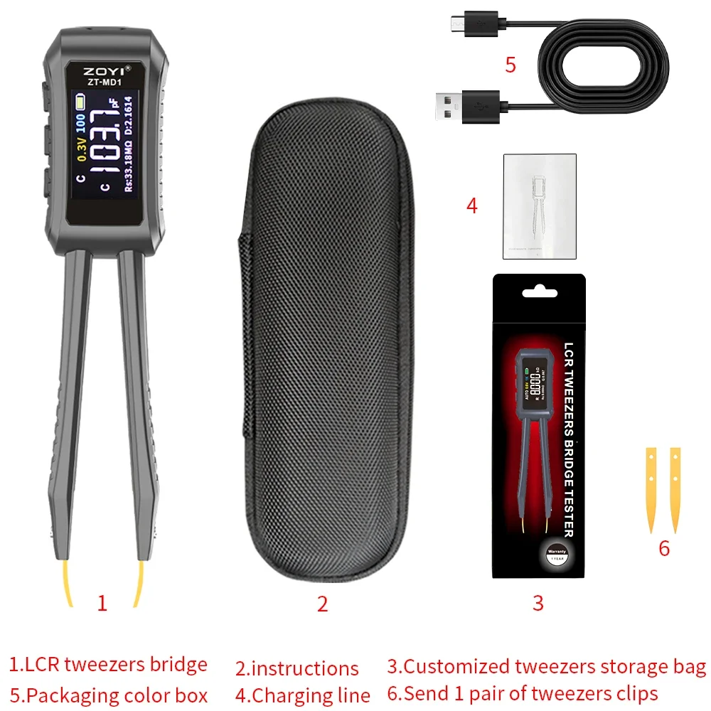 Digital Multimeter LCR SMD Tester for Resistors Capacitors and Inductors Portable Tweezer Style