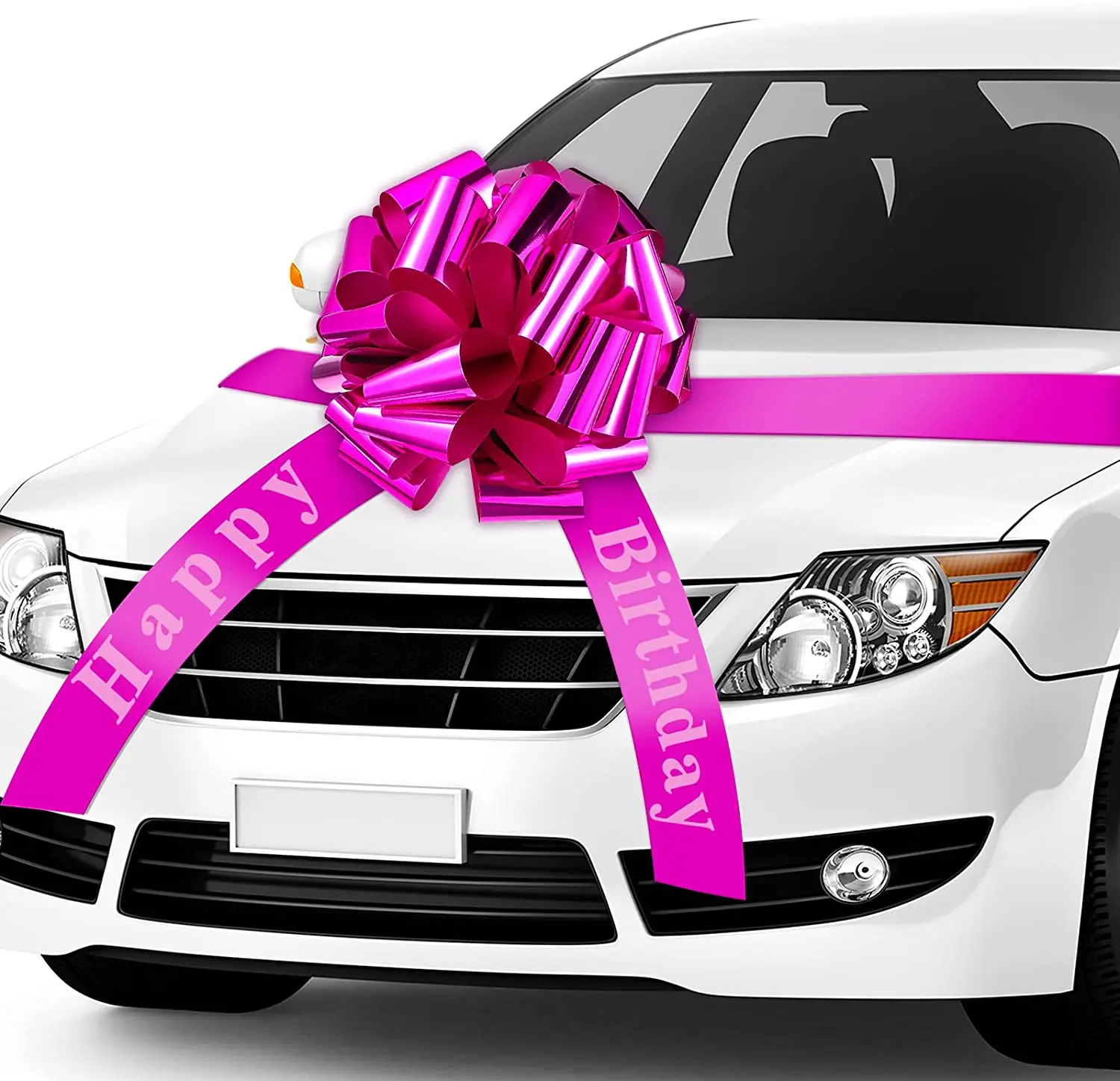 Nœud Cadeau Géant Rouge 58cm - Décoration Voiture Anniversaire