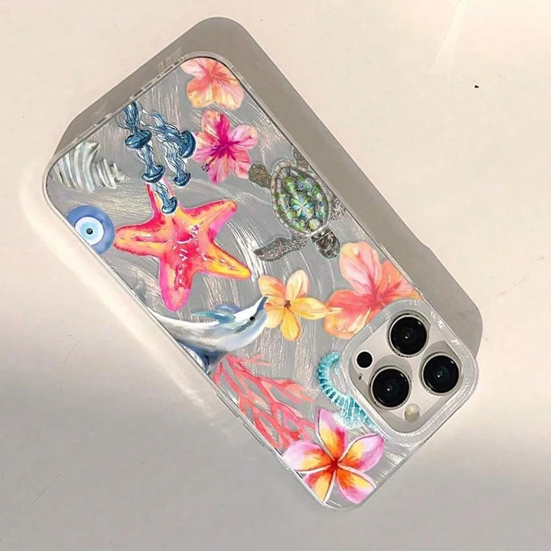 Ocean Starfish Sea Turtle Silicone Shockproof Phone Case Cover