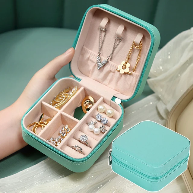 Portable Jewelry Box Jewelry Organizer  Portable Leather Jewelry Box  Zipper - Jewelry Packaging & Display - Aliexpress