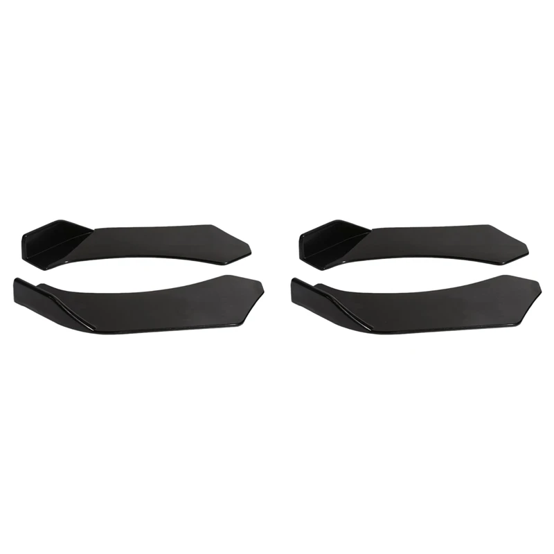 A019-4Pcs Universal Car Front Shovel Bumper Lip Splitter Chin ABS Spoiler Black