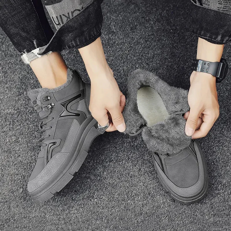 Autumn and Winter Ankle Boots Men's Comfortable Non-slip Warm Cotton Shoes Cold-proof Wear-resistant Casual Outdoor Footwear