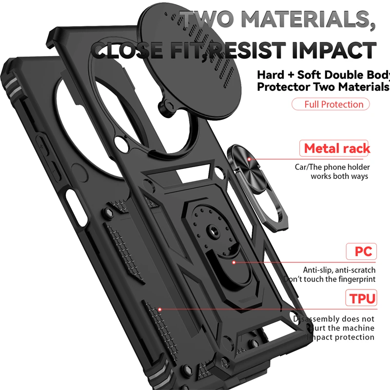 Armor Protective Case with Slide Camera Cover and Magnetic Ring Stand