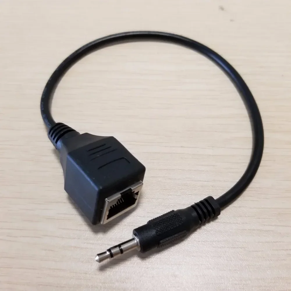 3.5mm Aux Male to RJ-45 RJ45 Female Adapter LAN Ethernet Network Audio Extension Cable Cord 30cm