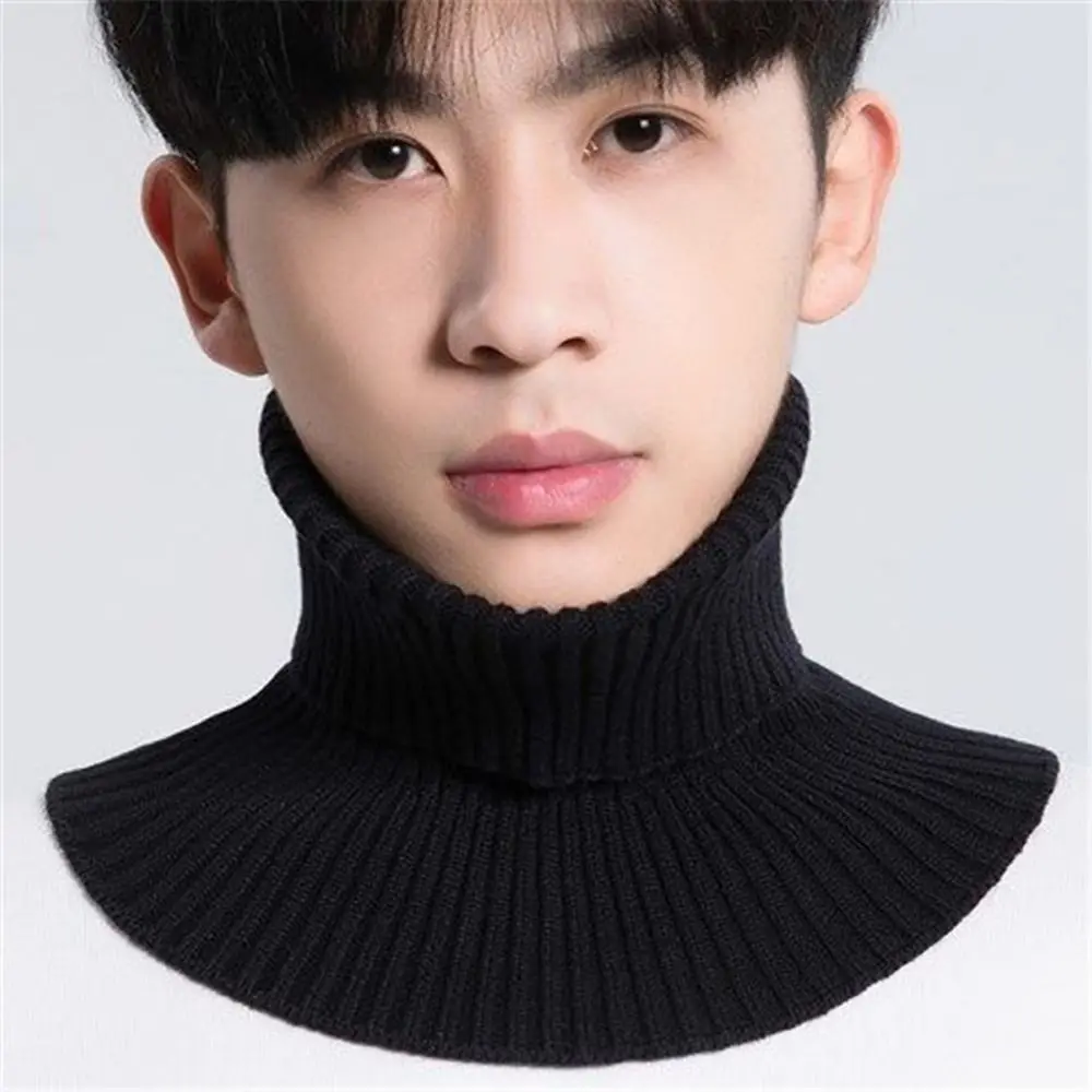 Coring Wool Detachable Scarf Solid Color Apparel Accessories Men Fake Collar Scarf Knitted False Collar Neck Sleeve