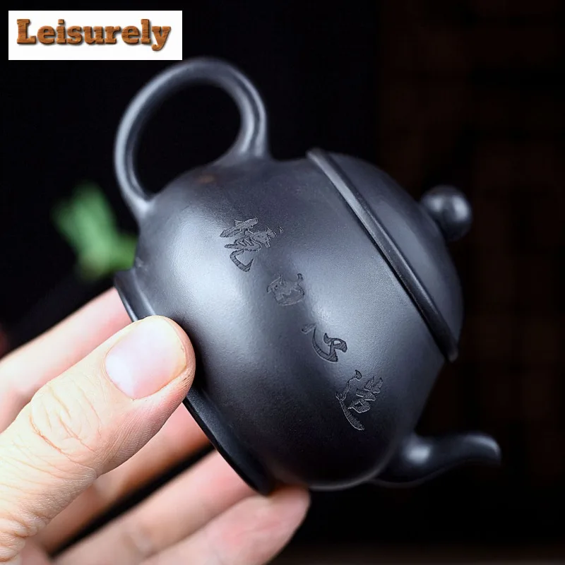 160ml Creative Yixing Purple Clay Teapots Handmade Pyriform Pot Raw Ore Stone Yellow Mud Kettle With Strainer Zisha Tea Set Gift