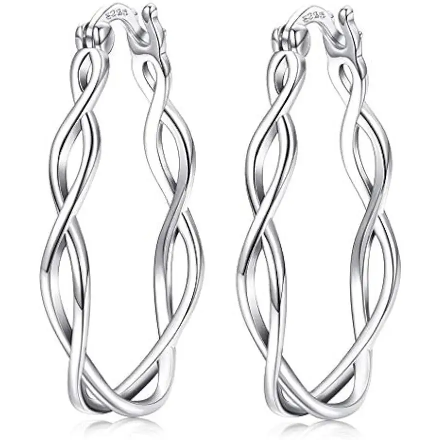 

Fansilver 925 Sterling Silver Hoop Earrings Lightweight Twisted Celtic Knot Dangle Earrings Vintage Earrings for Women Girls