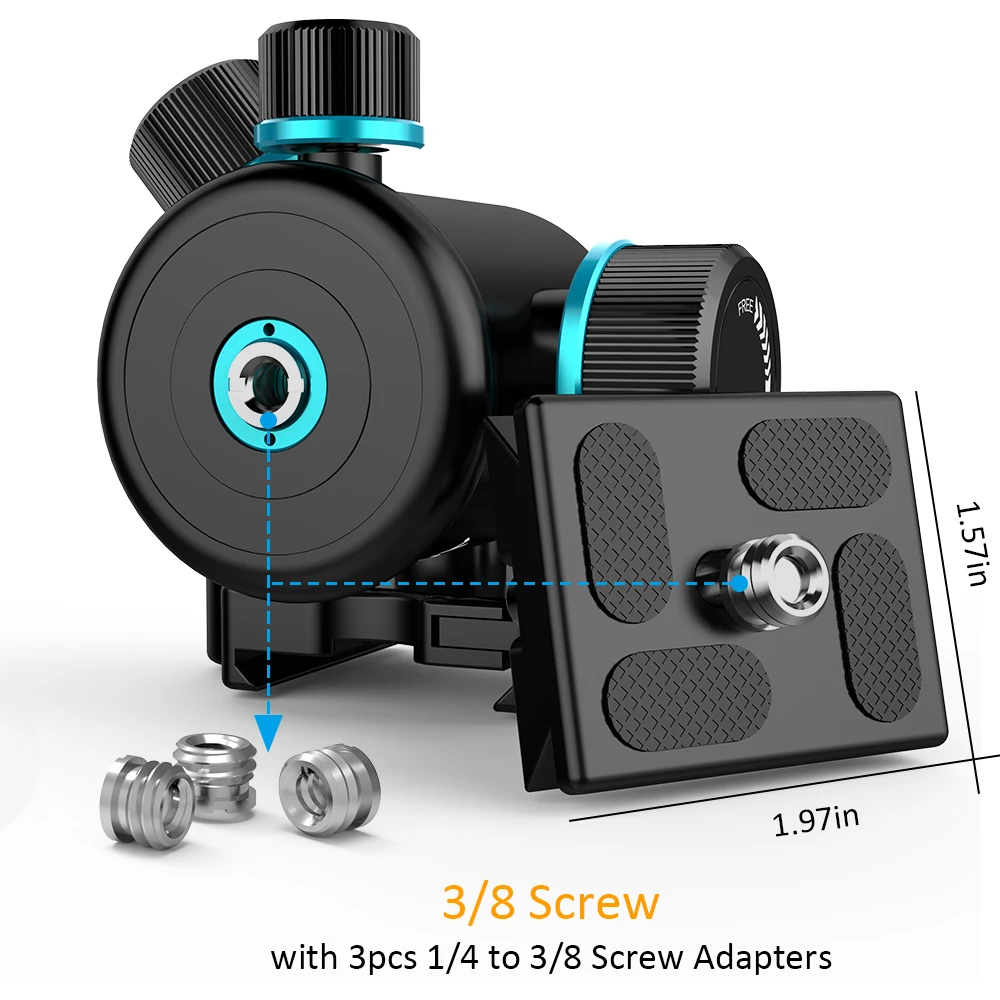 Tripod Ball Head Andoer TB81X 360&deg; Rotating Panoramic For Tripod Monopod Slider DSLR Camera With Adapters Max. Load 8KG