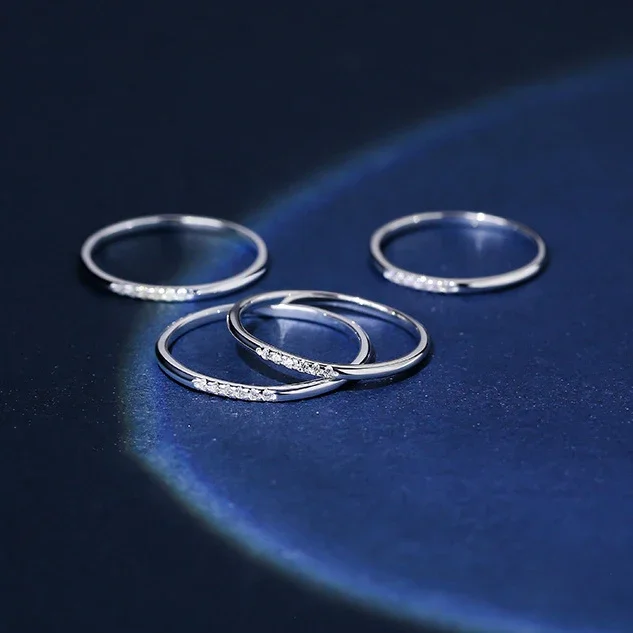 Silver Rings Silver Ring 925 Sterling Silver Zircon Round Geometric For Fashion Women Fine Jewelry Accessories Gift