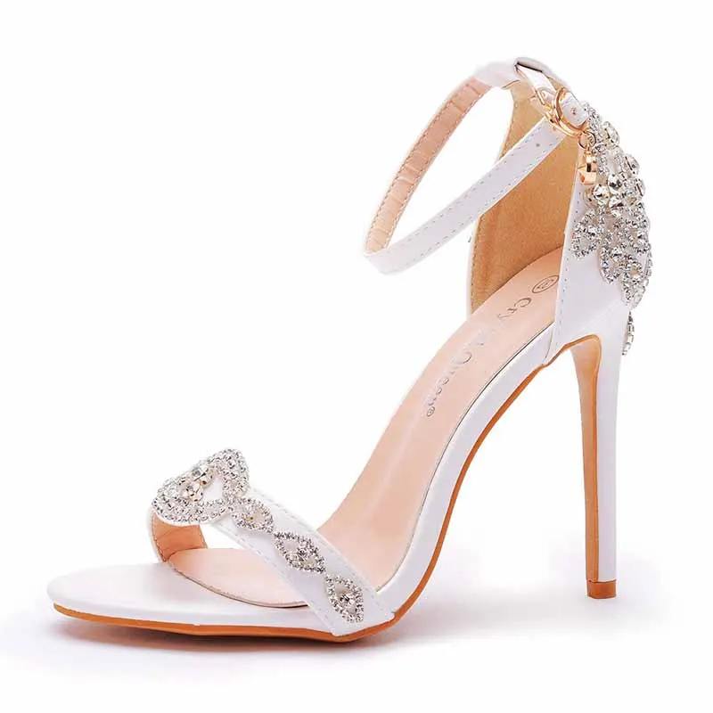 TEAIEUI Women's Strappy Heeled Sandals - 3 Inch Stiletto, Square Toe, Rhinestone Dress Shoes For Party Wedding