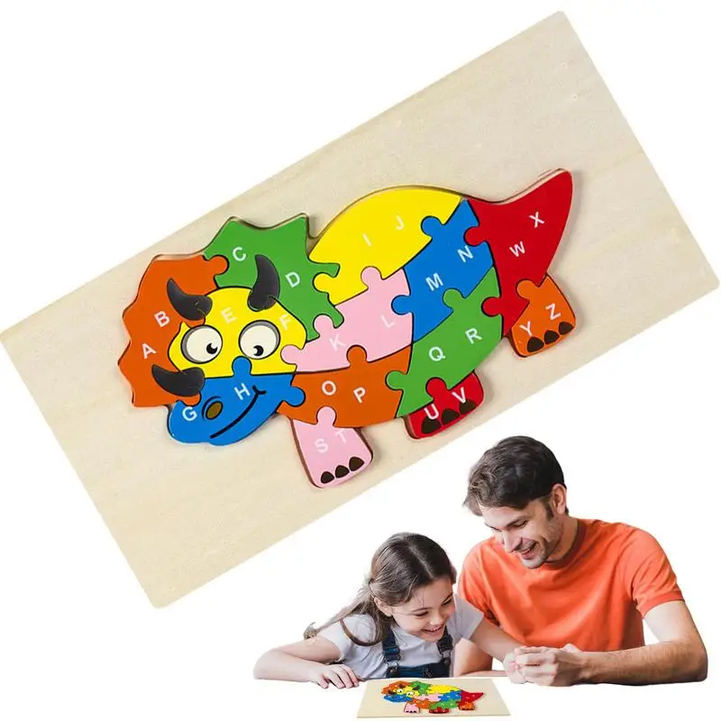 

Wooden Animal Puzzle Kids Animals Vehicle Learning Puzzles Board Colorful Dinosaur Blocks Toys Gift For Kids Preschool Learning