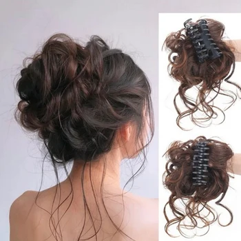 Chignon per capelli sintetici Chignon disordinato Clip per presa riccia tornante elastico Scrunchy pezzi di capelli finti per forcine da donna