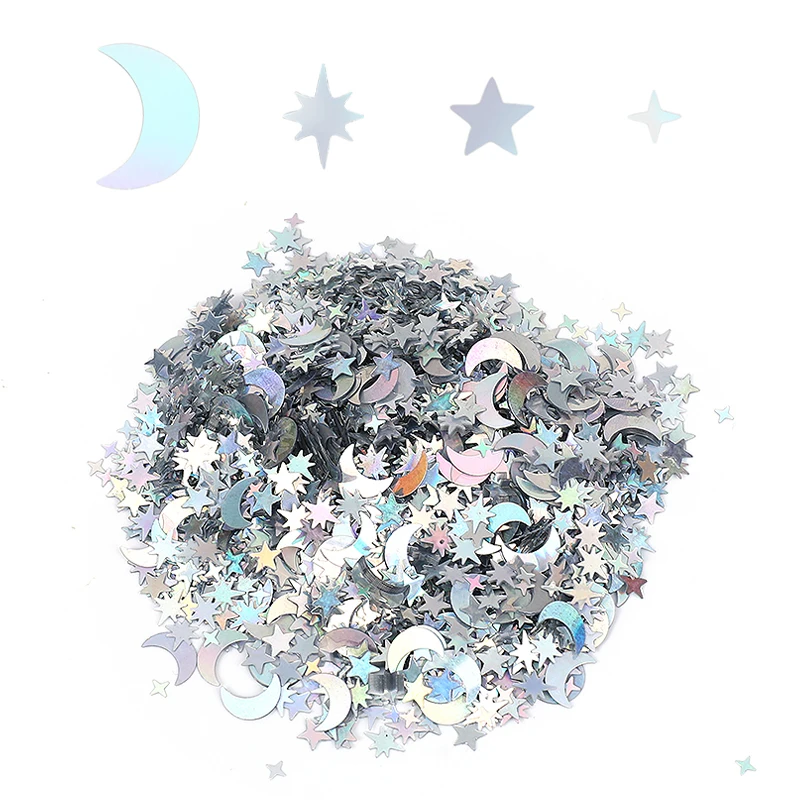 15g/bag Glitter Moon Star Confetti 2025 Ramadan EID Mubarak Home Decoration Islamic Muslim Gifts Birthday Party Table Scatter