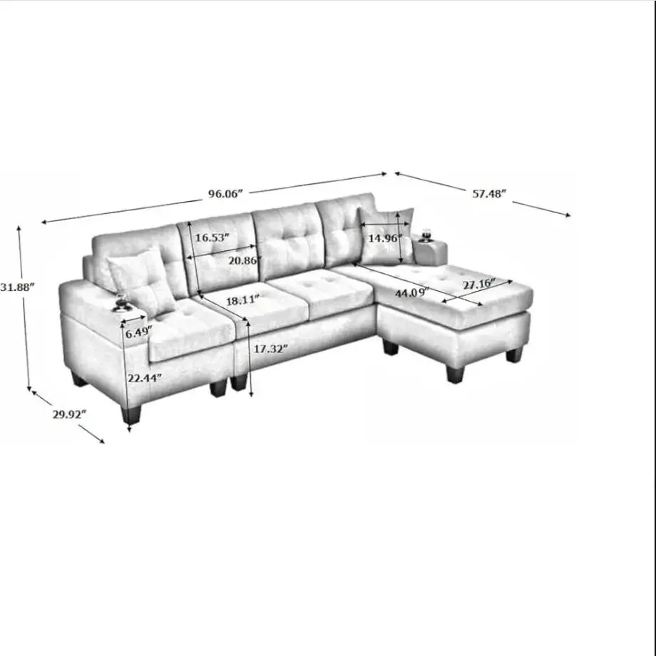 Sofá seccional Reversible con almacenamiento, mueble de tela gris oscura, envío gratis
