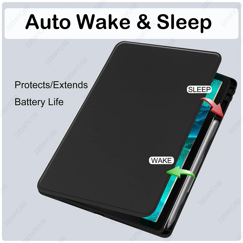 Lightweight Transparent Tablet Case with Pencil Holder and 360° Rotating Stand