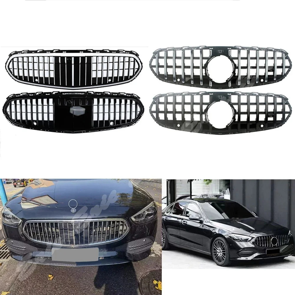 Front Racing Facelift Grill Upper Bumper Grilles Fit For Mercedes-Benz W206  C-Class 2022+ Maybach Style >