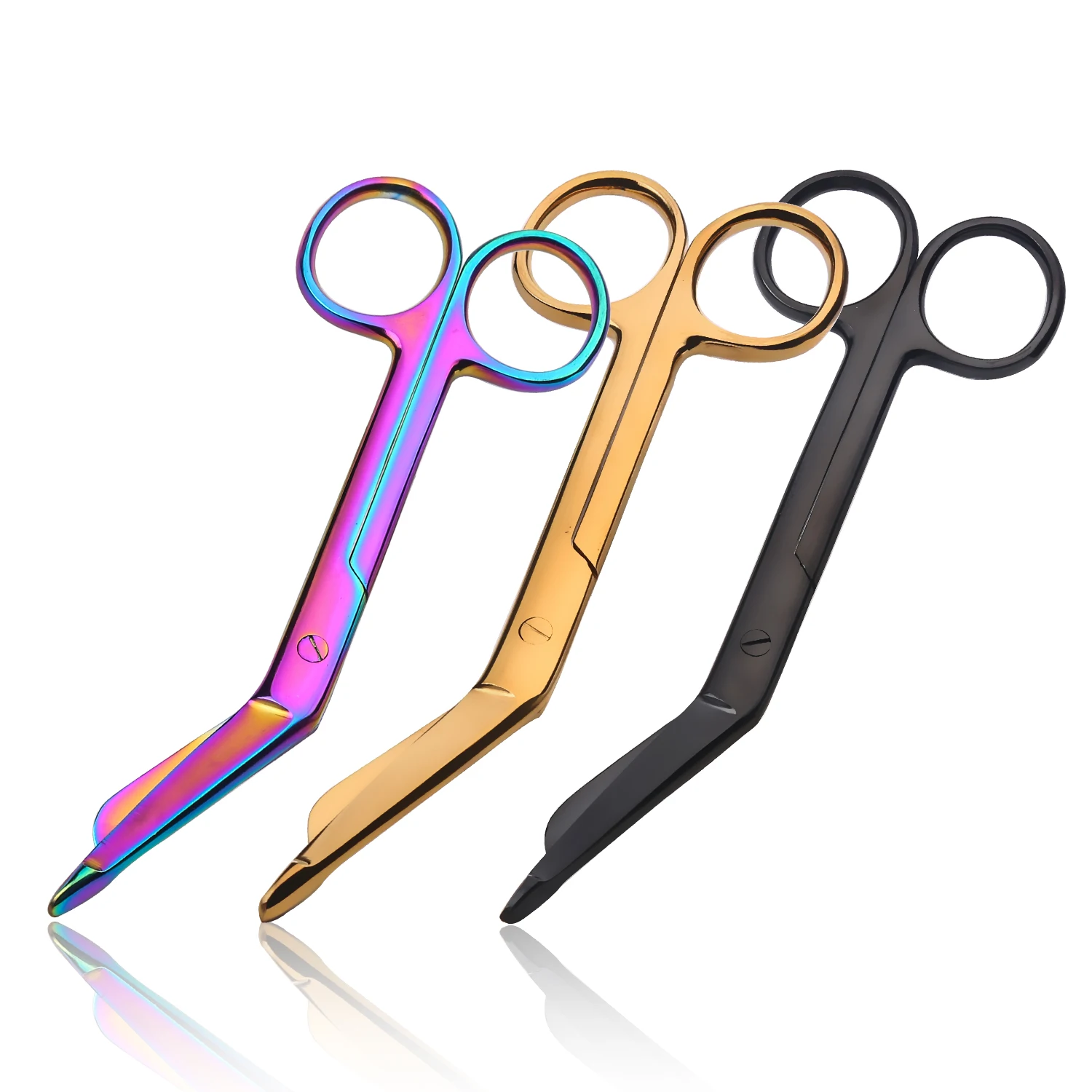 مقص ضمادة شاش متين بالكامل من الفولاذ مقاس 14 سم مقص جص آمن ذو طرف حاد، شفرات حادة للقطع الدقيق