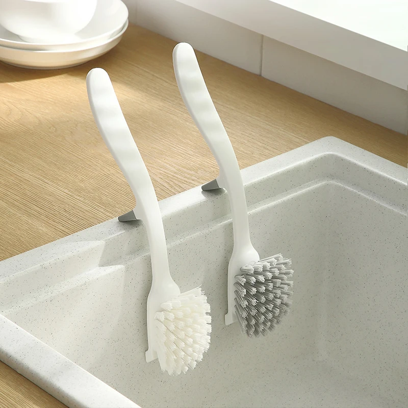 1pc Pot Cleaning Brush Vertical Multifunction Kitchen Suction Cup Type Sink  Scrub Long Handle - AliExpress