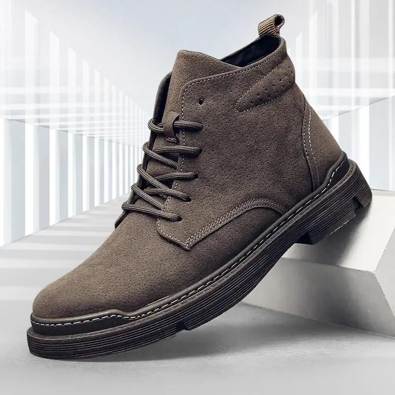 

Warm Winter Men Boots Genuine Leather Rubber Ankle Boots Men Outdoor Winter Work Shoes Military Fur Snow Boots for Men Botas