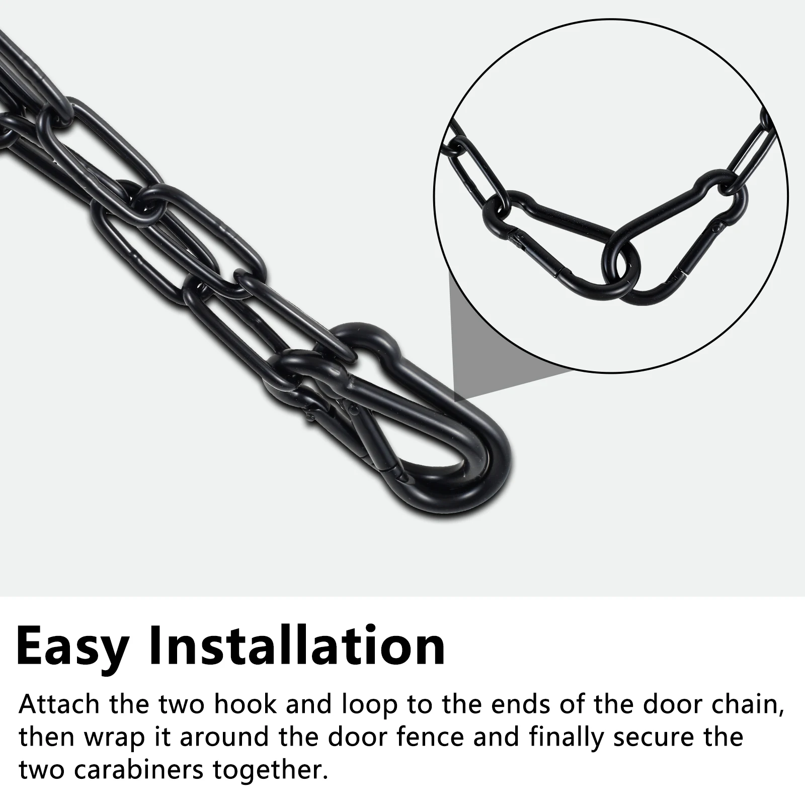 Heavy Gate Chain Lock 20/39inch Gate Latches Link Lock with 2 Quick Locking Carabiner Clip Hooks for Fence Door Pet Cage Door security door chain