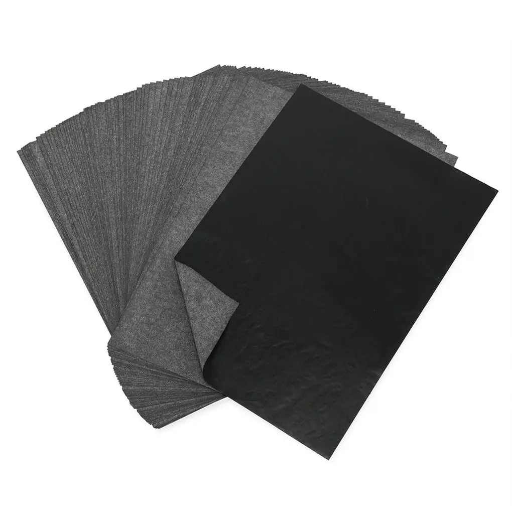 Papel carbono preto multifuncional, transferência, papéis de rastreamento, suficiente, portátil, tecido literário, material de escritório, 25pcs