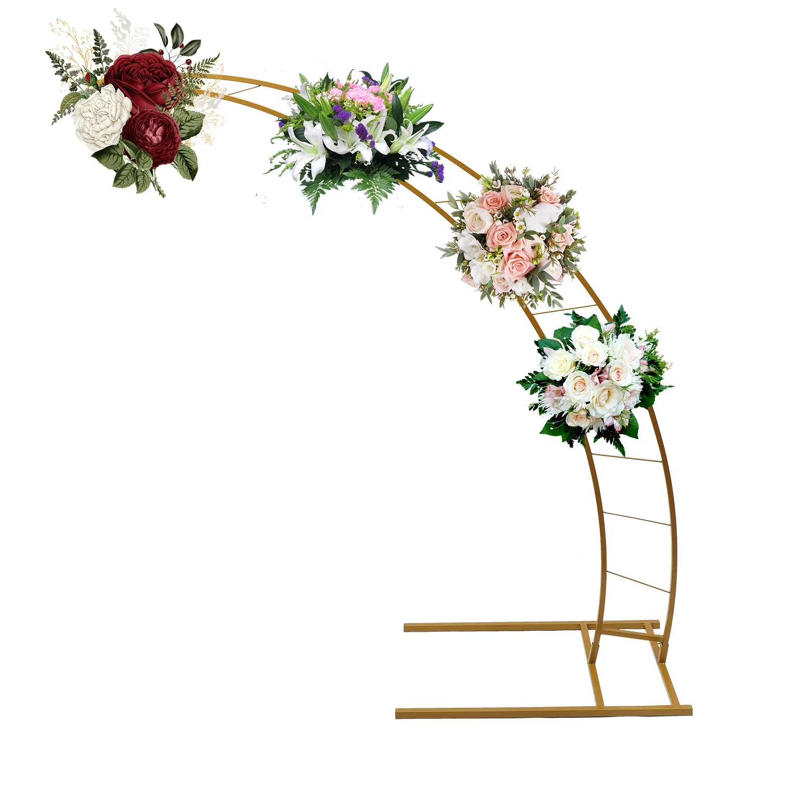 6.5ft Crescent Moon Wedding Arch Stand Curved Flower Balloon Frame Gold Metal