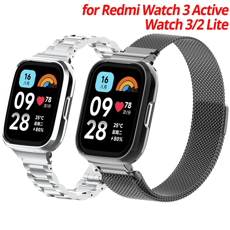 

Металлический ремешок для Redmi Watch 3 Active, Магнитный чехол для браслета, корпус для Redmi Watch 3/2 lite, нержавеющая сталь, защита ремешка