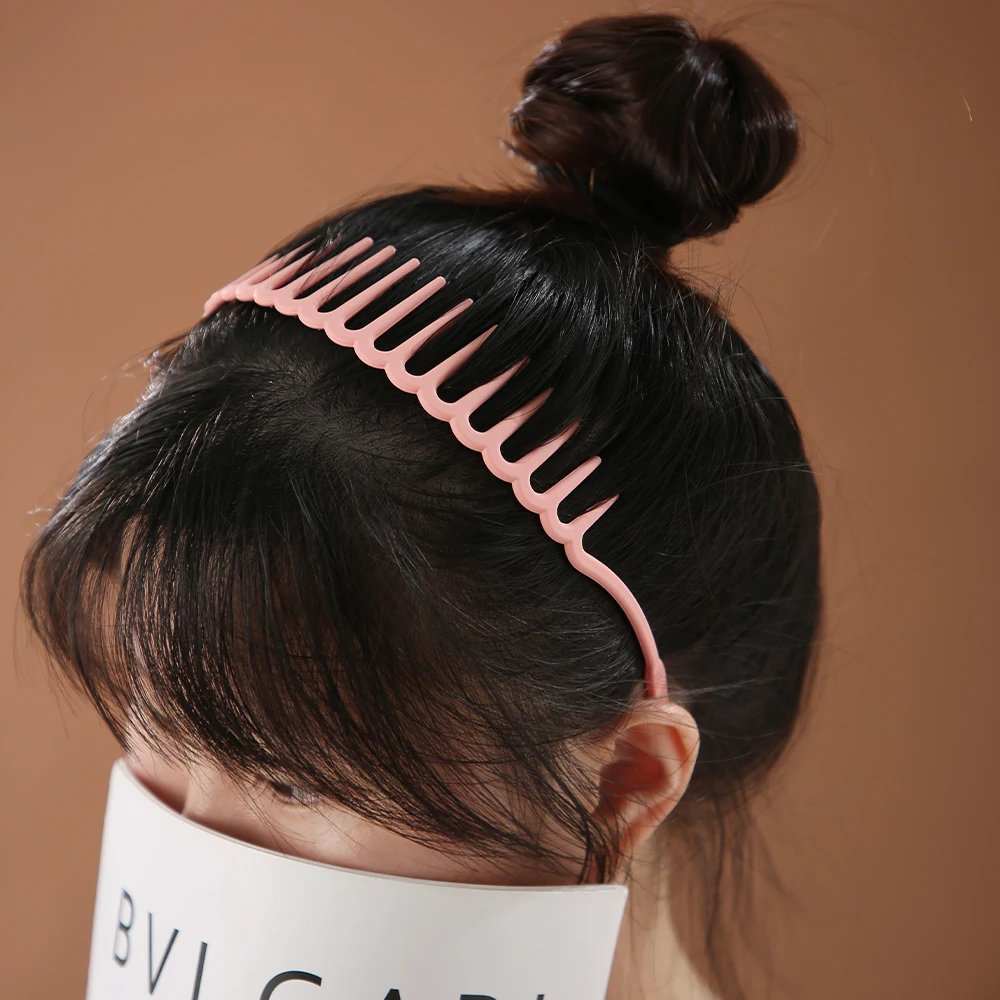 Rutschfeste Zick-Zack-Stirnbänder für Frauen und Mädchen, Haifischzähne, Kunststoff-Haarband, Zahnhaarkamm, Spike, transparentes Stirnband – Detail 7