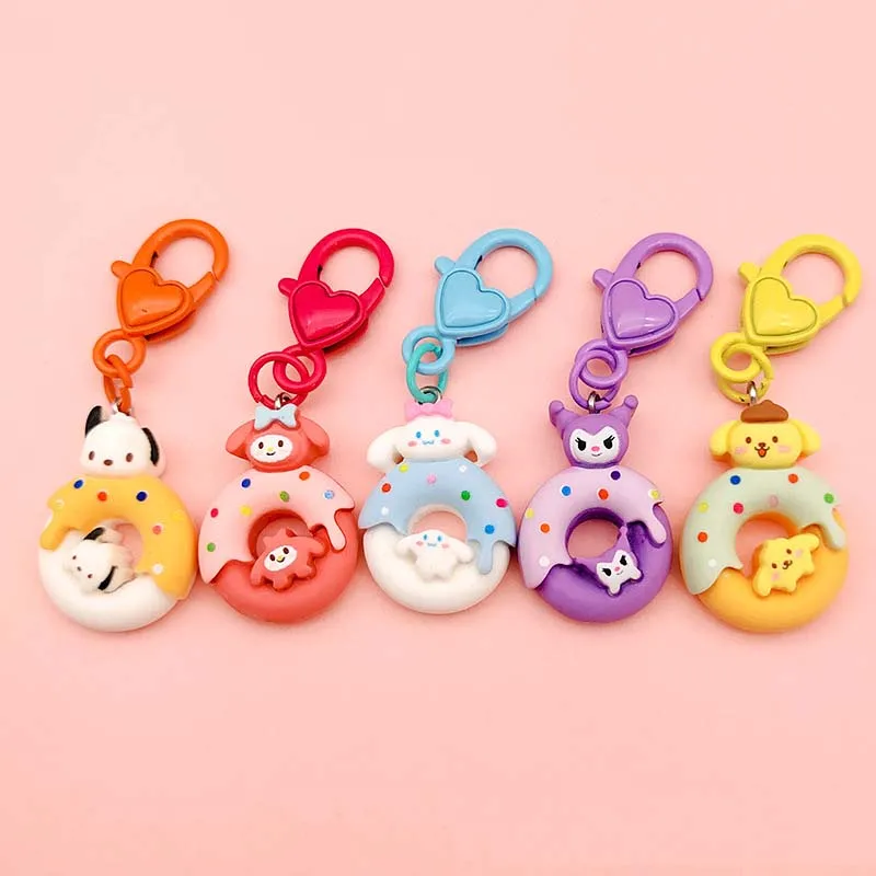 

Donut Key Chain Cartoon 3D Kawaii Love Buckle Backpack Headphone Cover Pendant Car Decoration A Young Girl's Heart Small Gift