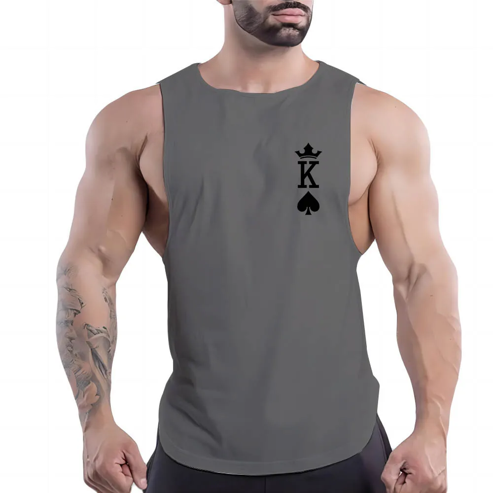 

Four Seasons Adult Men'S Sports Fitness Outdoor Crew Neck Vest Playing Card Pattern 2d Print Quick Drying Sleeveless Shirt