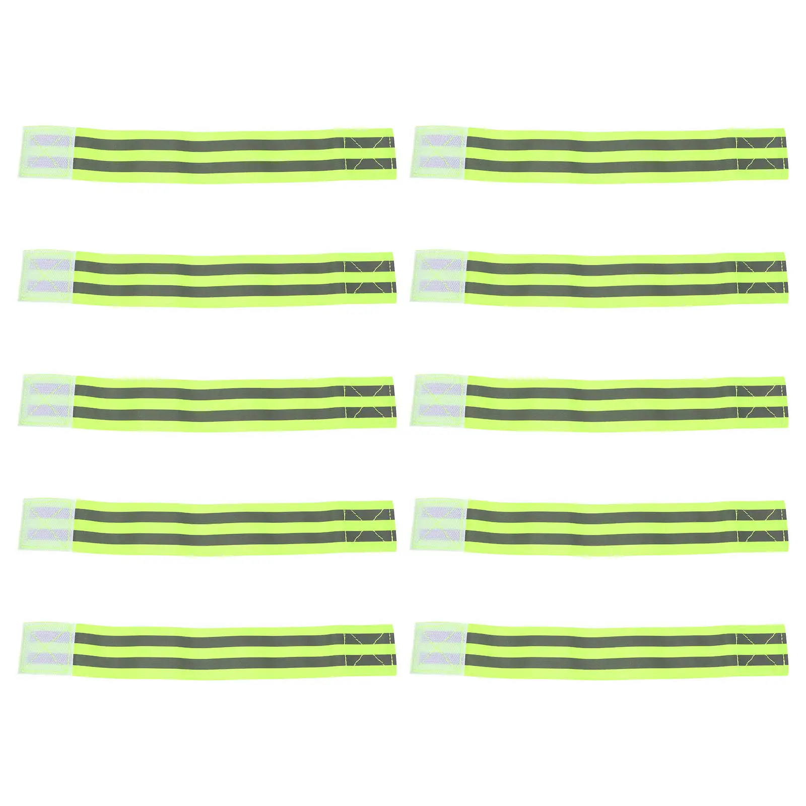 10Pcs 반사 완장 넓은 듀얼 스트라이프 높은 가시성 러닝 밴드 사이클링 하이킹 야간 걷기 안전 야외 피트니스