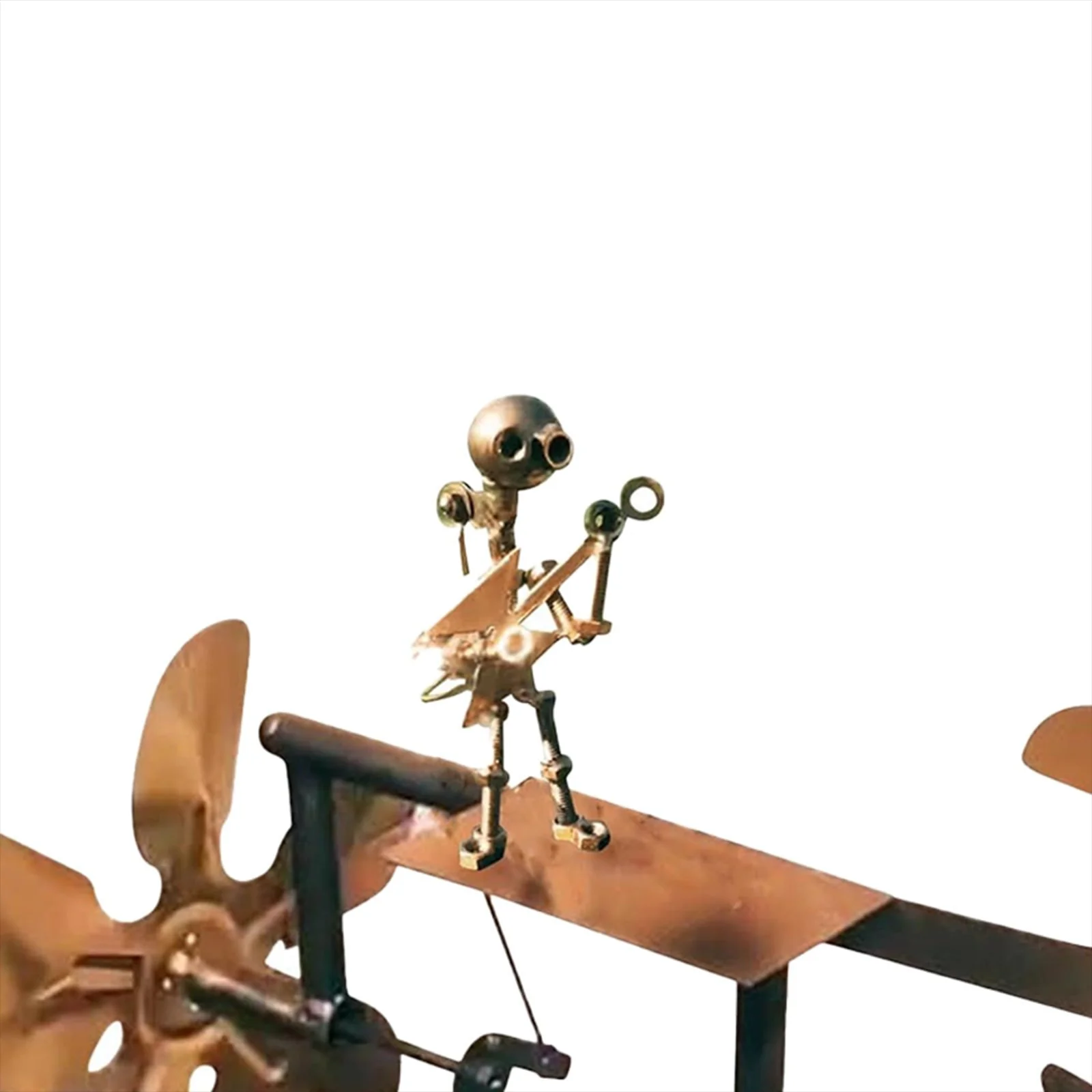 Metal Drummer Windmill Art Figurine Garden Decoration Creative Yard Art