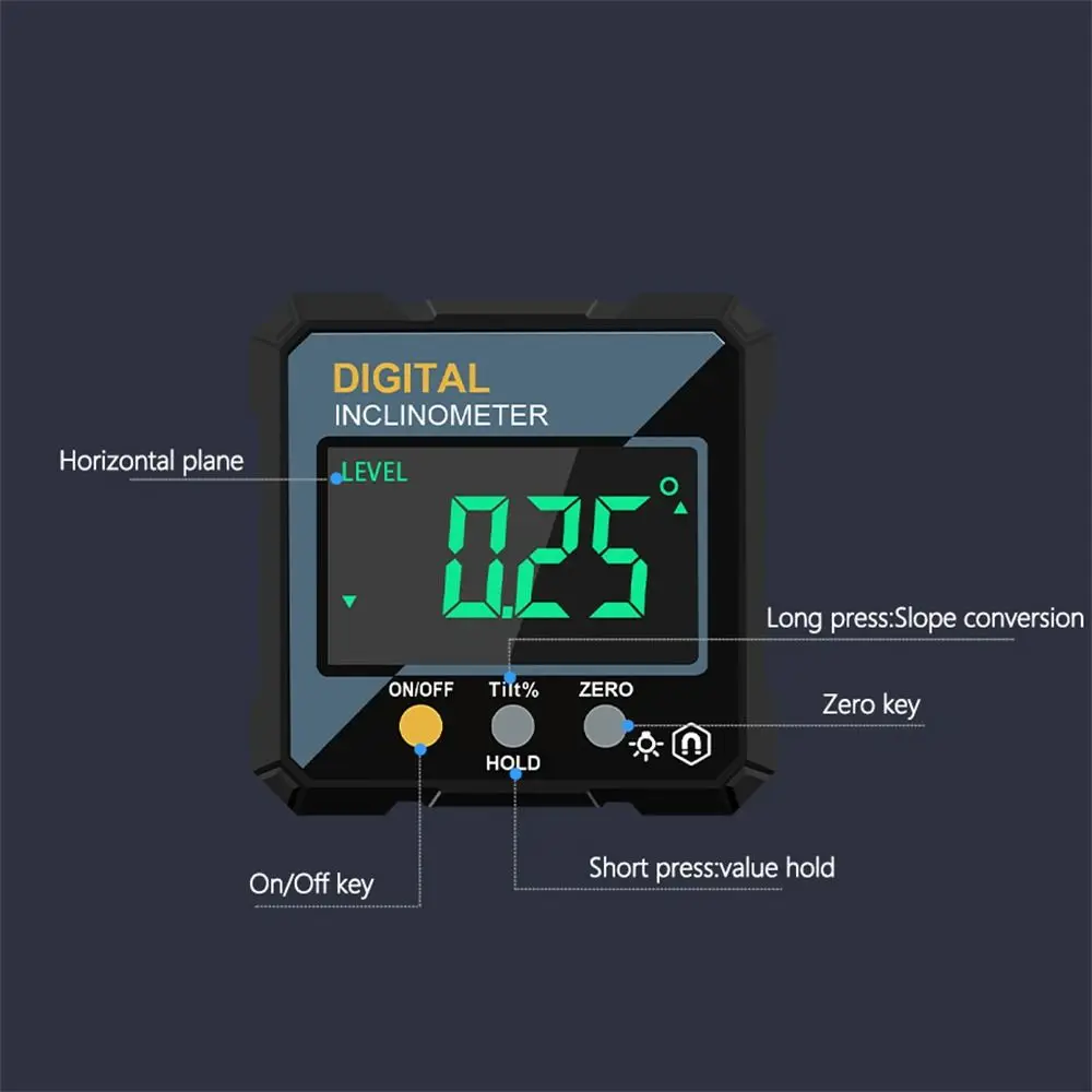 1Pcs Multifunctional Digital Inclinometer Electronic Magnetlc 360-degree Measurement Digital Angle Finder IP54 Waterproof