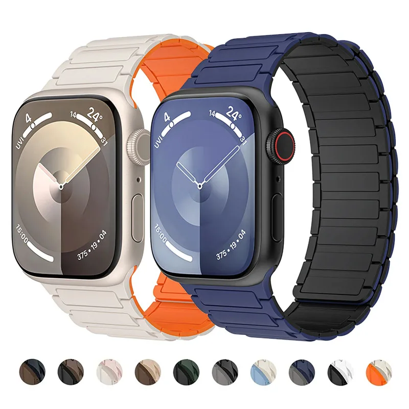 

Магнитная Петля для Apple Watch Ultra 2 Band 49 мм 9 45 мм 41 мм, силиконовый ремешок для iWatch Series 9 8 7 6 5 4 3 Se 44 мм 42 40 мм 38 мм