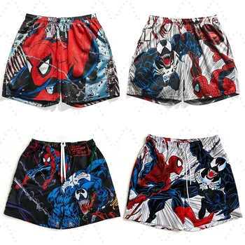 2026 Summer New Spiderman Carnage Venom Shorts Kid_adults Oversized Breathable Quick Drying Sports Leisure Men Fitness Shorts