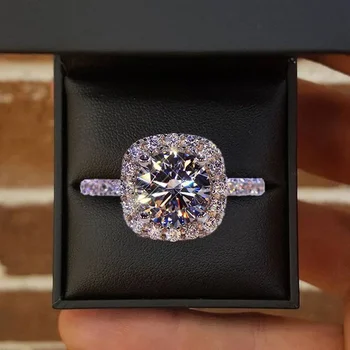 Silver Zircon Engagement Ring 1