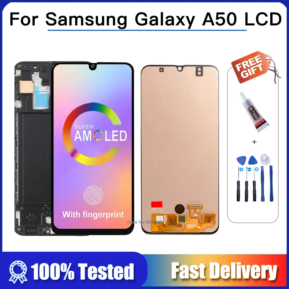 

AMOLED LCD For Samsung Galaxy A50 LCD A505F SM-A505FN/DS A505F/DS A505 Display Touch Screen Digitizer Assembly fingerprint