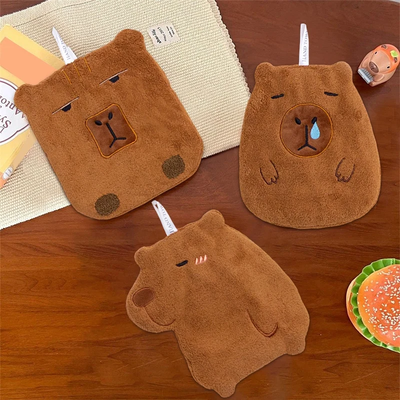 Hand Towel Cute Capybara Hand Towel Kapibala Kitchen Cleaning Towels Hanging Hand Towels Absorbent Wipe Dishcloths Soft Cleaning Cloth Rag