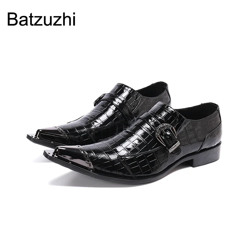 

Batzuzhi Italian Type Luxury Men's Shoes Pointed Iron Toe Black Genuine Leather Dress Shoes Men Formal Business Zapatos Hombre