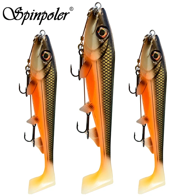 Spinpoler Shad Bait Pike Fishing Lures 14cm/18cm Square Paddle Tail  Realistic Soft Plastic Rubber With