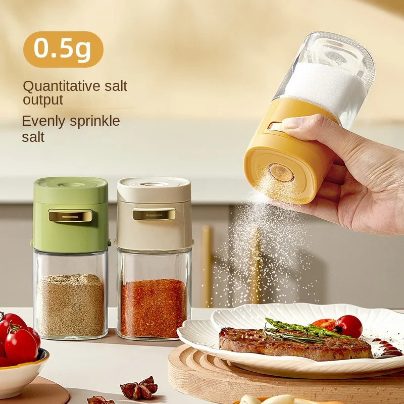 Metering Salt Shaker Push Type Seasoning Salt Dispenser Tank Sugar Bottle Spice Pepper Shaker Jar Can Bottle