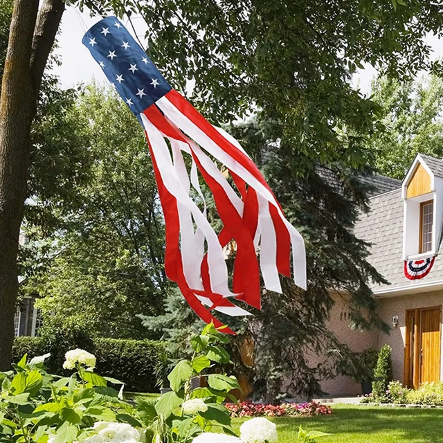 Amerikai Zászló Hímzett Csillagok Csíkok Szélsock Színes Nyomtatás Usa Július 4 Hazafias Időjárás Lapátkert Kültéri Dekoráció - Image 6