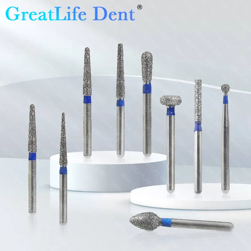 

GreatLife Dent 5X10boxes 50pcs Dental Diamond Burs for High Speed Handpiece Medium FG 1.6MM Bur Dentist Polishing Tools