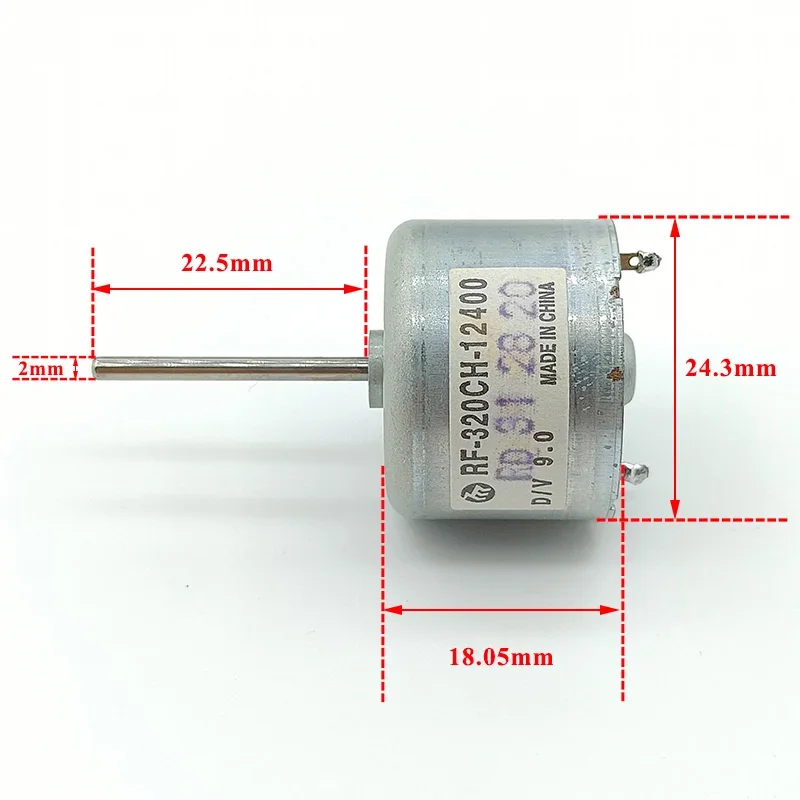 MABUCHI RF-320CH-12400 미니 RF-320 DC 모터 6V/9V/12V 마이크로 24mm 원형 스핀들 22mm 긴 샤프트 DIY DVD 플레이어용 원형 스핀들