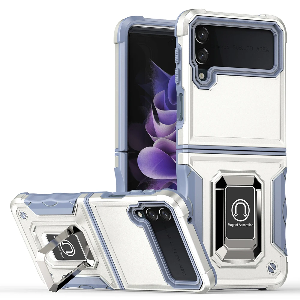 Shockproof TPU Bumper Cover Ring Stand Coque for Samsung Galaxy Z Flip3 Zflip Flip 3 Zflip3 5G 6.7 Case Fundas Protective Shell galaxy z flip3 5g case