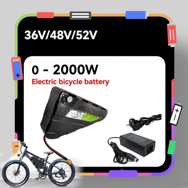 Batterie Triangle Ebike 48V 25AH 52v batterie électrique Triangle Lithium ion batterie haute capacité pour moteur 1800W 1500W 1000W 1