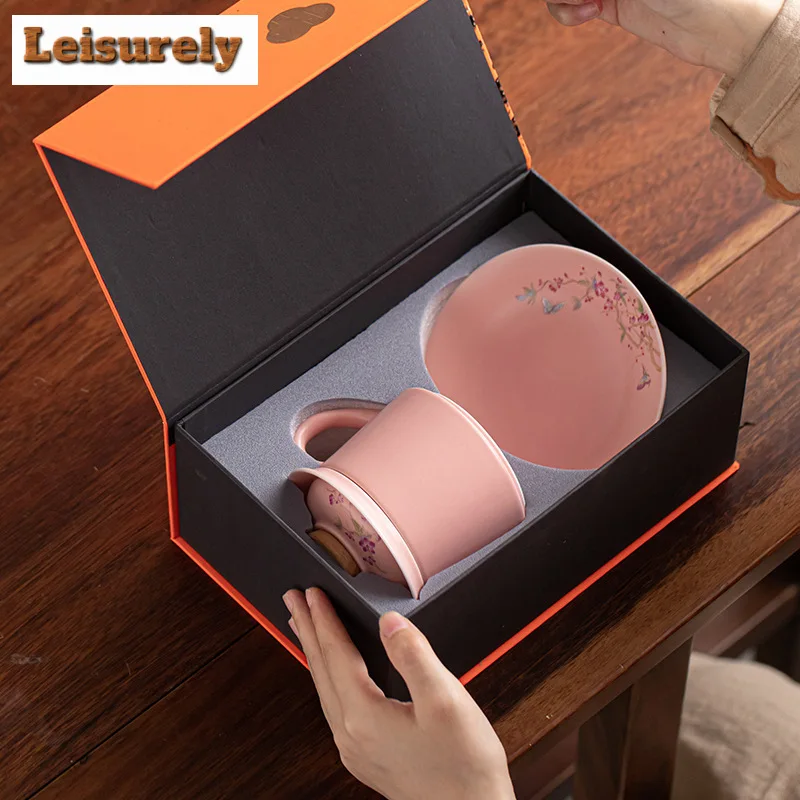 280ml Chinese Wisteria Flower Tea Coffee Cup Filter Tea Separator Cup Brewing Tea Drinking Personal Water Mug Drinkware Gift Box