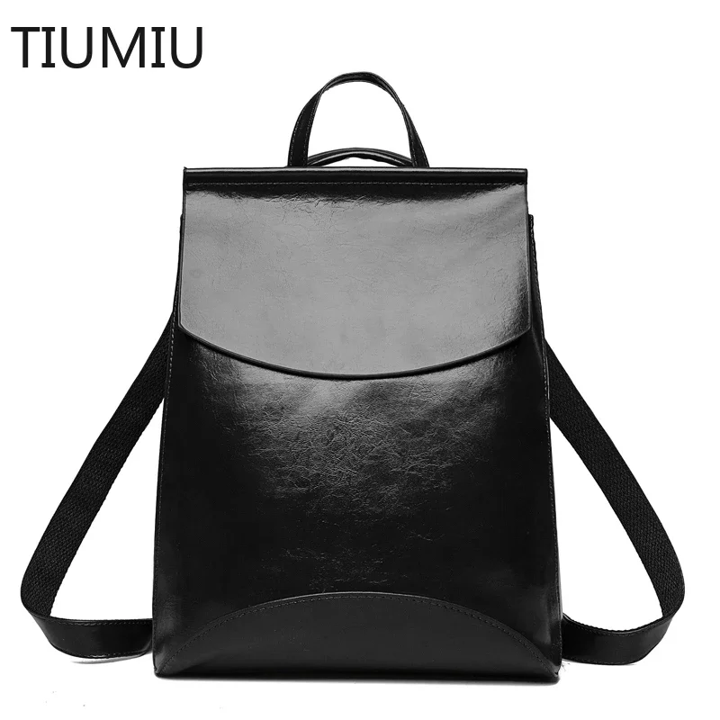 Fashion Women Leather Backpacks for Girls Sac A Dos Casual Daypack Black Vintage Backpack School Bags for Girls Mochila Rucksack